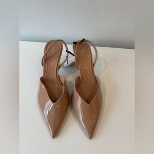 Patent Nude Slingback Heels